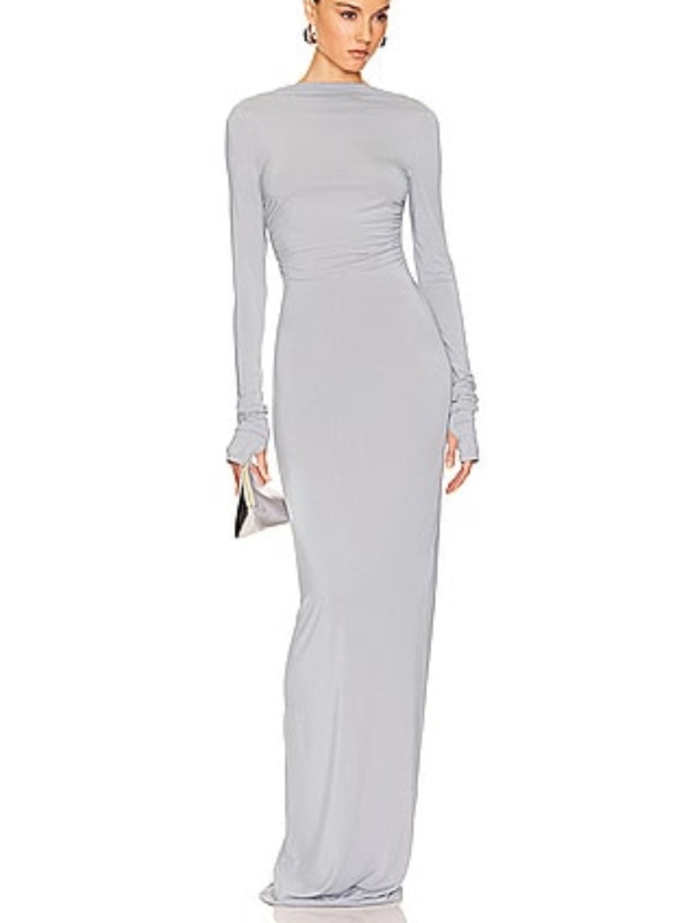 Jersey Backless Maxi Dress in Dove Grey HELSA